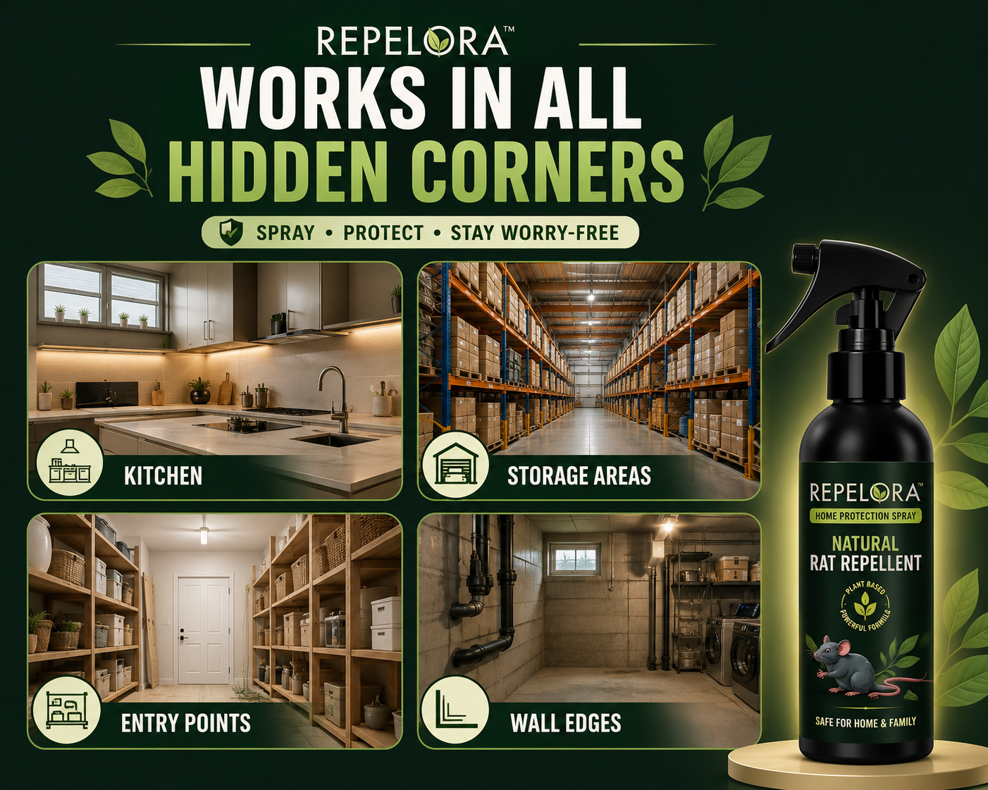 Repelora™ Home Protection Spray – Pack of 2 | Natural Rat Repellent