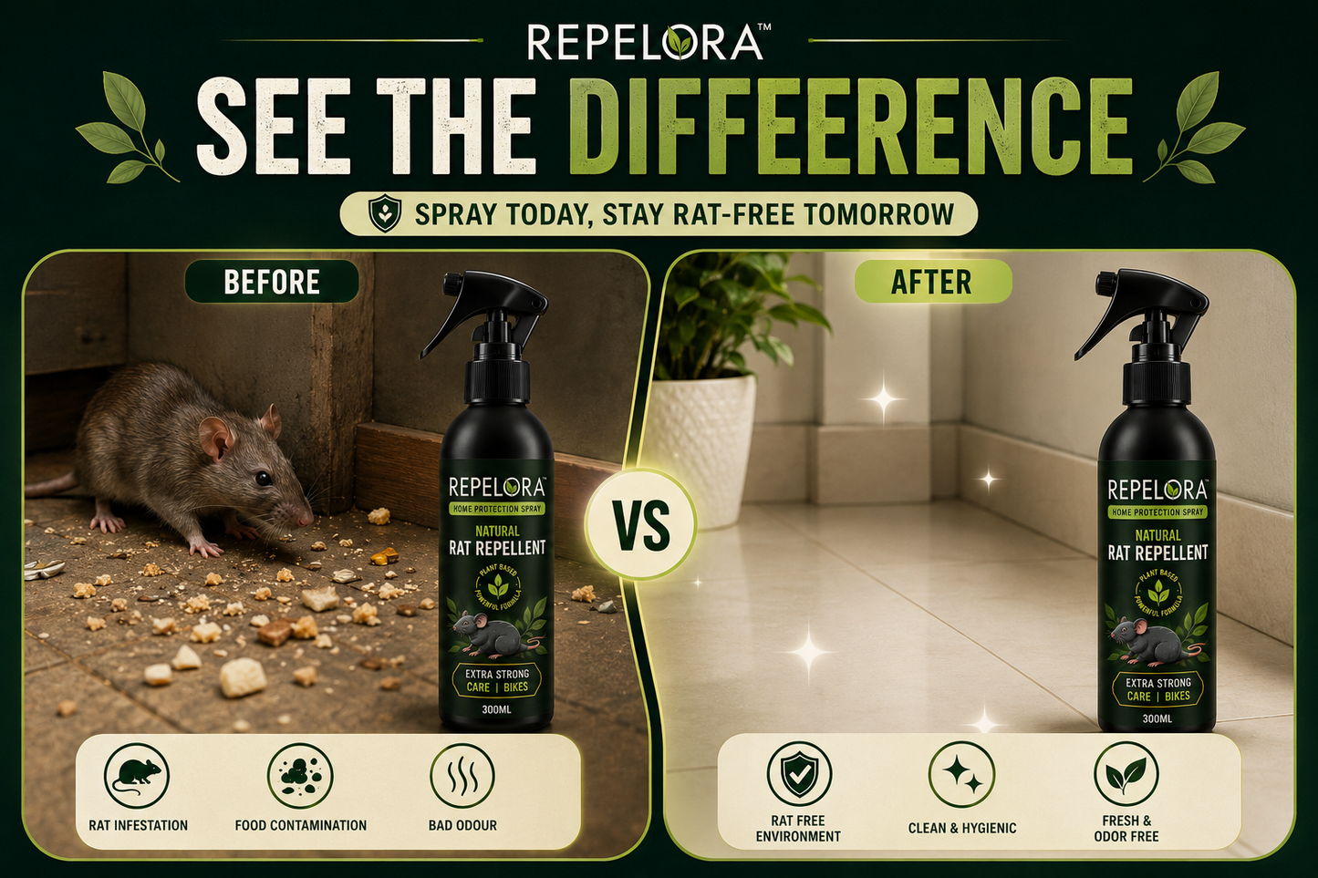 Repelora™ Home Protection Spray – Pack of 2 | Natural Rat Repellent